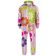 Colorful Flowers Pattern Floral Patterns Hooded Jumpsuit (men) by nateshop