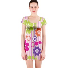 Colorful Flowers Pattern Floral Patterns Short Sleeve Bodycon Dress by nateshop