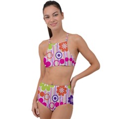 Colorful Flowers Pattern Floral Patterns Halter Tankini Set by nateshop