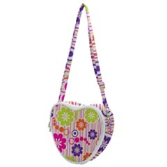 Colorful Flowers Pattern Floral Patterns Heart Shoulder Bag by nateshop