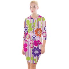 Colorful Flowers Pattern Floral Patterns Quarter Sleeve Hood Bodycon Dress by nateshop