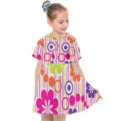 Colorful Flowers Pattern Floral Patterns Kids  Sailor Dress by nateshop