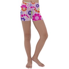 Colorful Flowers Pattern Floral Patterns Kids  Lightweight Velour Yoga Shorts