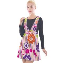 Colorful Flowers Pattern Floral Patterns Plunge Pinafore Velour Dress by nateshop