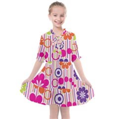 Colorful Flowers Pattern Floral Patterns Kids  All Frills Chiffon Dress by nateshop