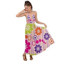 Colorful Flowers Pattern Floral Patterns Backless Maxi Beach Dress by nateshop