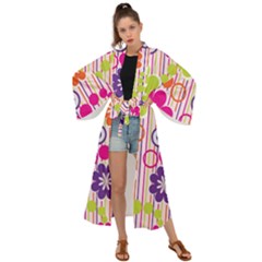 Colorful Flowers Pattern Floral Patterns Maxi Kimono by nateshop