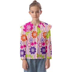 Colorful Flowers Pattern Floral Patterns Kids  Peter Pan Collar Blouse by nateshop