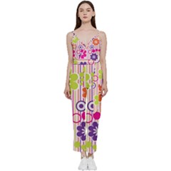 Colorful Flowers Pattern Floral Patterns V-neck Camisole Jumpsuit by nateshop