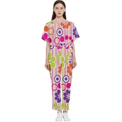 Colorful Flowers Pattern Floral Patterns Batwing Lightweight Chiffon Jumpsuit by nateshop