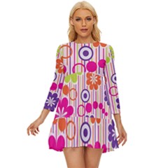 Colorful Flowers Pattern Floral Patterns Long Sleeve Babydoll Dress by nateshop