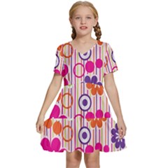 Colorful Flowers Pattern Floral Patterns Kids  Short Sleeve Tiered Mini Dress by nateshop