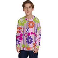 Colorful Flowers Pattern Floral Patterns Kids  Crewneck Sweatshirt