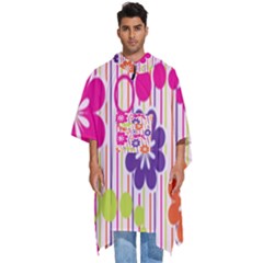 Colorful Flowers Pattern Floral Patterns Men s Hooded Rain Ponchos by nateshop