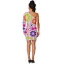 Colorful Flowers Pattern Floral Patterns Long Sleeve One Shoulder Mini Dress View4