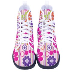 Colorful Flowers Pattern Floral Patterns Kid s High-top Canvas Sneakers by nateshop