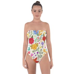 Colorful Flowers Pattern, Abstract Patterns, Floral Patterns Tie Back One Piece Swimsuit by nateshop