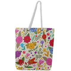 Colorful Flowers Pattern, Abstract Patterns, Floral Patterns Full Print Rope Handle Tote (large) by nateshop