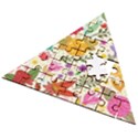 Colorful Flowers Pattern, Abstract Patterns, Floral Patterns Wooden Puzzle Triangle View2