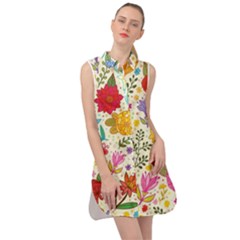 Colorful Flowers Pattern, Abstract Patterns, Floral Patterns Sleeveless Shirt Dress by nateshop