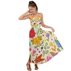 Colorful Flowers Pattern, Abstract Patterns, Floral Patterns Backless Maxi Beach Dress by nateshop