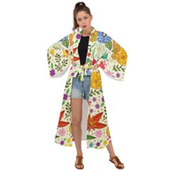 Colorful Flowers Pattern, Abstract Patterns, Floral Patterns Maxi Kimono by nateshop