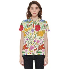 Colorful Flowers Pattern, Abstract Patterns, Floral Patterns Short Sleeve Pocket Shirt