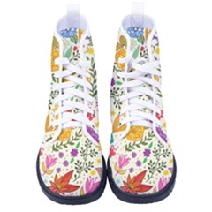 Colorful Flowers Pattern, Abstract Patterns, Floral Patterns Men s High-top Canvas Sneakers by nateshop