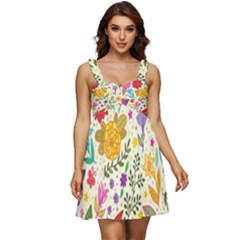 Colorful Flowers Pattern, Abstract Patterns, Floral Patterns Ruffle Strap Babydoll Chiffon Dress by nateshop