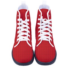 Ed Lego Texture Macro, Red Dots Background, Lego, Red Women s High-top Canvas Sneakers