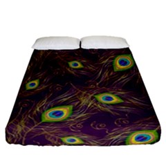 Feathers, Peacock, Patterns, Colorful Fitted Sheet (queen Size) by nateshop