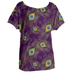 Feathers, Peacock, Patterns, Colorful Women s Oversized T-shirt