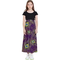 Feathers, Peacock, Patterns, Colorful Kids  Flared Maxi Skirt by nateshop