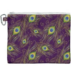 Feathers, Peacock, Patterns, Colorful Canvas Cosmetic Bag (xxxl) by nateshop