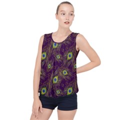 Feathers, Peacock, Patterns, Colorful Bubble Hem Chiffon Tank Top by nateshop