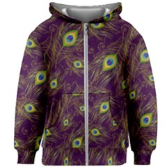 Feathers, Peacock, Patterns, Colorful Kids  Zipper Hoodie Without Drawstring