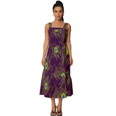 Feathers, Peacock, Patterns, Colorful Square Neckline Tiered Midi Dress by nateshop