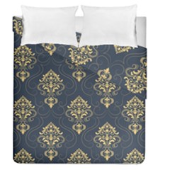 Floral Damask Pattern Texture, Damask Retro Background Duvet Cover Double Side (queen Size) by nateshop