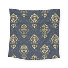 Floral Damask Pattern Texture, Damask Retro Background Square Tapestry (small) by nateshop