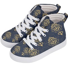 Floral Damask Pattern Texture, Damask Retro Background Kids  Hi-top Skate Sneakers by nateshop