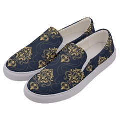 Floral Damask Pattern Texture, Damask Retro Background Men s Canvas Slip Ons by nateshop