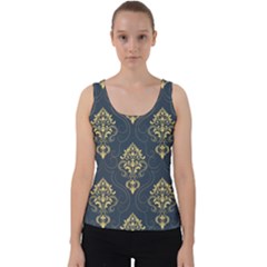 Floral Damask Pattern Texture, Damask Retro Background Velvet Tank Top by nateshop