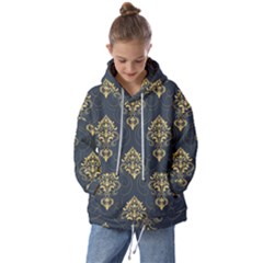 Floral Damask Pattern Texture, Damask Retro Background Kids  Oversized Hoodie by nateshop