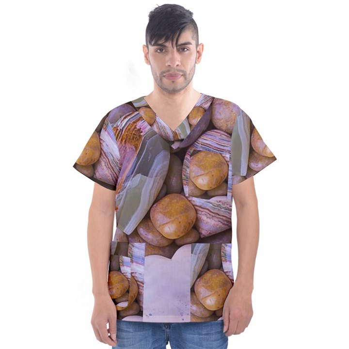 Hearts Of Stone, Full Love, Rock Men s V-Neck Scrub Top