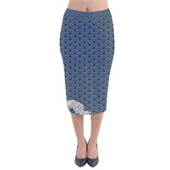 Kanagawa, Hokusai, Japanese Art, Velvet Midi Pencil Skirt by nateshop