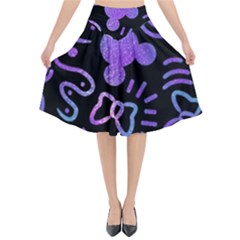 Multicolor Disney , Corazones, Mouse Flared Midi Skirt by nateshop