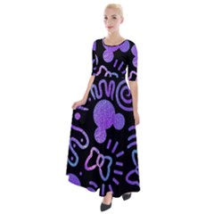 Multicolor Disney , Corazones, Mouse Half Sleeves Maxi Dress by nateshop