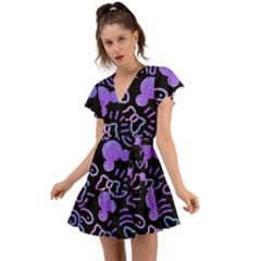 Multicolor Disney , Corazones, Mouse Flutter Sleeve Wrap Dress by nateshop