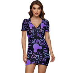 Multicolor Disney , Corazones, Mouse Low Cut Cap Sleeve Mini Dress by nateshop