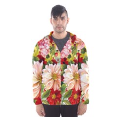 Painted Flowers Texture, Floral Background Men s Hooded Windbreaker by nateshop